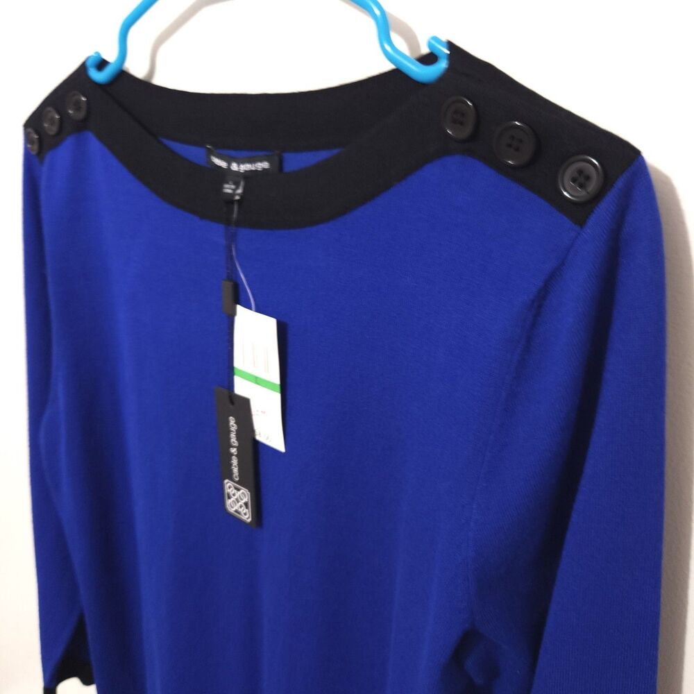 Cable and Gauge Top Sweater Size Large Royal Blue Color - Picture 3 of 13
